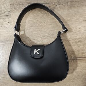 Kendall & Kylie Black Shoulder Bag with Silver Accent